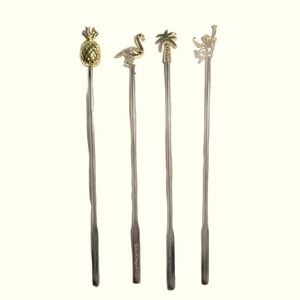 Lilly Pulitzer Tropical Tiki Drink Stirrers Pineapple Monkey Flamingo Palm Tree